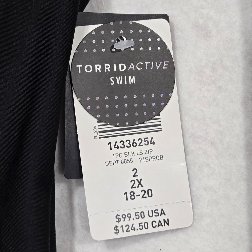 Torrid Black Long Sleeve Swimsuit with Yellow Zipper 2X - Picture 5 of 8